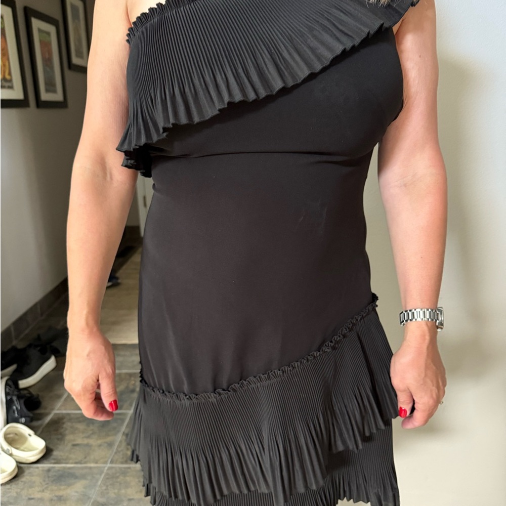 White House Black Market Asymmetrical Black Dress